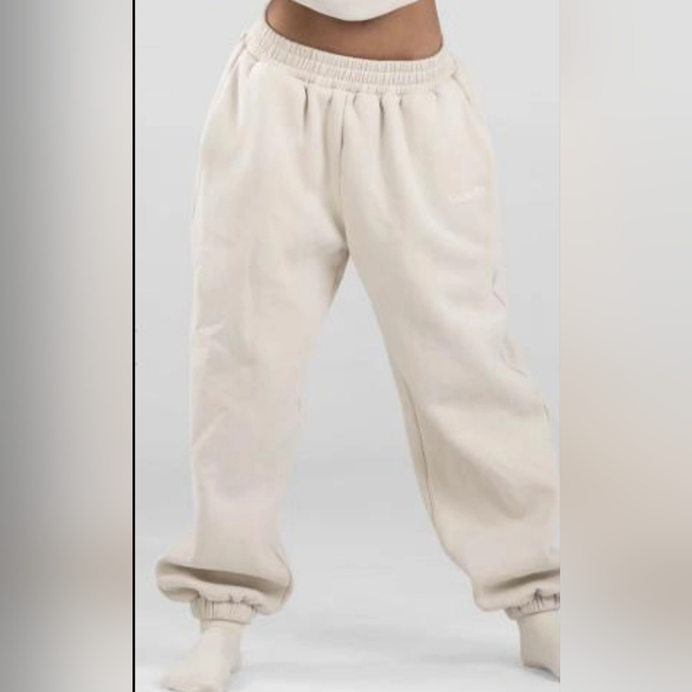 Comfrt Signature Sweatpants Bone Ivory High Waisted Joggers - Size Small EUC
